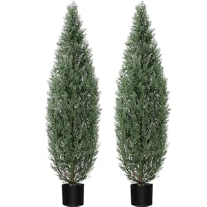 Artificial Topiary Tree 2-Set,3ft Artificial Cedar Topiary Trees for Outdoor & Indoor Decor,Artificial Topiary Boxwood Tree, Faux Shrub UV Protection for Longer Life