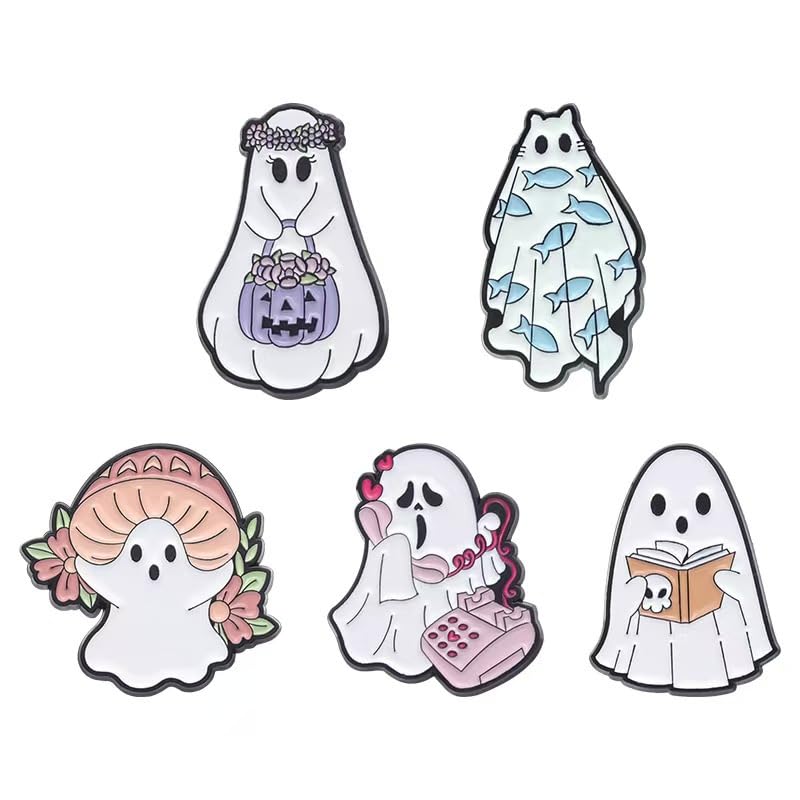 Cadeau Halloween lot de 5 broches fantômes en émail mignonnes pour proches