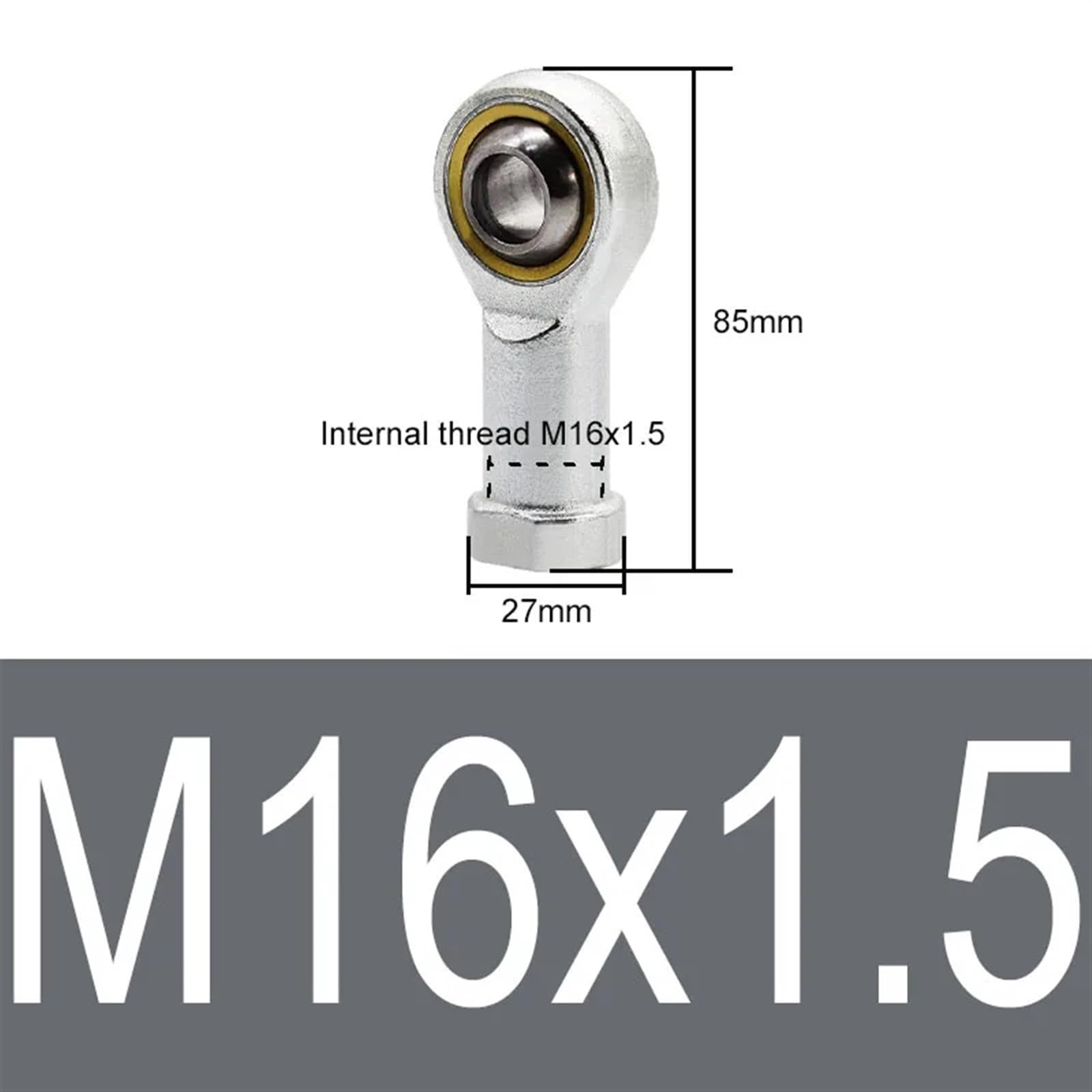 Cylinder Fisheye Connector M5 Accessories Joint Bearing Internal External Thread M8 M10 M12 M20 M22 M27 M42 Ball Head 1Pcs](M16x1.5)