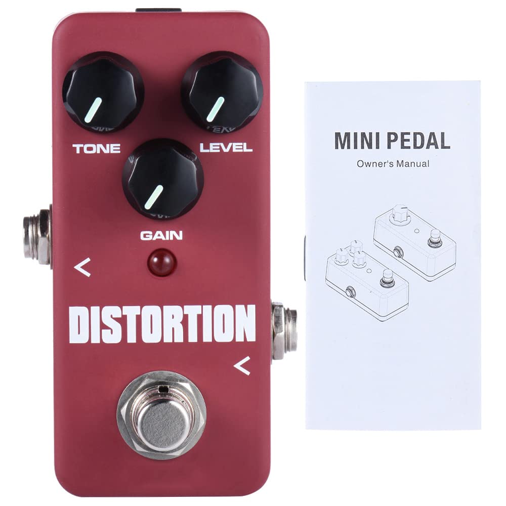 Tono di Distorsione Classica, Pedale di Design a 2 Stadi di Distorsione Vera Bypass Ac, Mini Pedale in Lega di Alluminio Portatile, Cuscinetti in Gomma Anti -skid, Indicatore a
