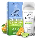 Secret Clinical Strength Antiperspirant Deodorant for Women, A'Ja Wilson Edition, 100hr Defense, Triple Threat Sweat Protection, Hyaluronic Acid, Invisible Solid, Court Queen Citrus Scent, 2.6 oz
