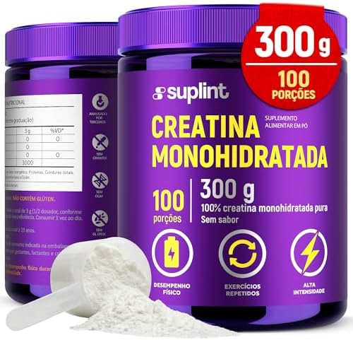 Creatina Monohidratada Pura 300g – Suplemento Alimentar em Pó 100...