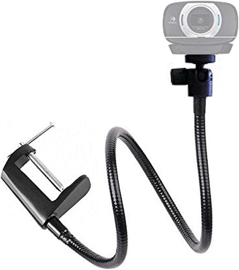 Tencro Adjustable 27" Gooseneck Desktop Webcam Stand Holder Camera Desk Clamp Mount for Logitech Webcam C925e C922x C922 C930e C930 C920 C615 and More (1/4" Threaded) Webcam Stand (Standard)