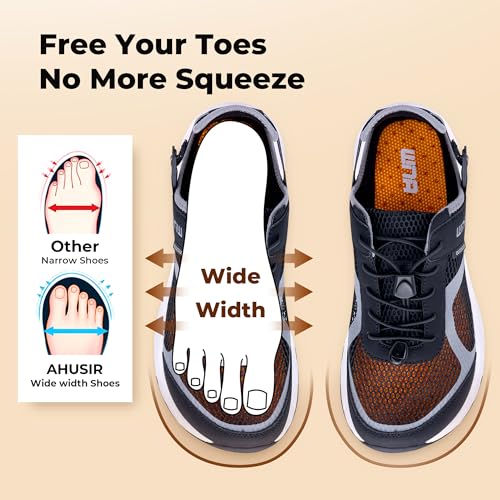 Image of Mens Closed Toe Wide Width Hiking Sandals Summer Walking Water Shoes Comfortable Recovery Fisherman Sport Sandals