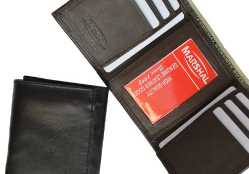 MARSHAL Genuine Leather Trifold Lambskin Wallet with Center Id Window3