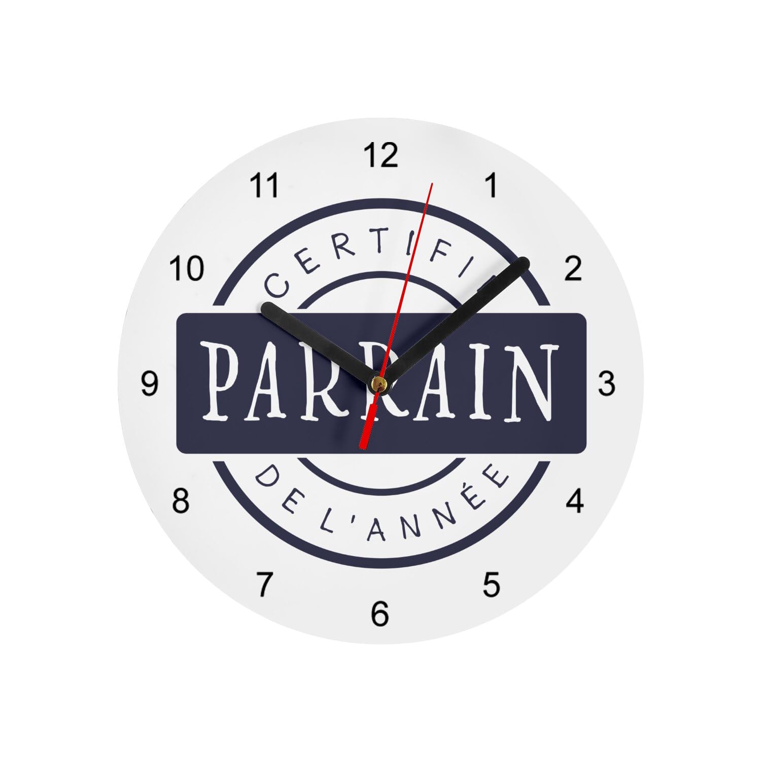 Horloge murale en verre blanc 20 cm certifié Parrain de l'Année