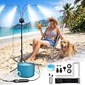 MQHUAYU 5.3FT Standing Misters for Outside Patio,Portable Misting Cooling System with 12L Bucket,Booster Pump,26.5FT Water Line & 6 Brass Nozzles,Adjustable Height Water Mister for Patio, BBQ, Pool