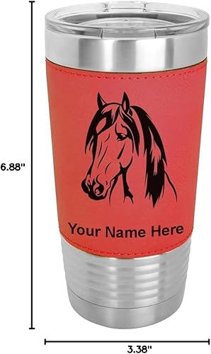 Vista 79 de LaserGram Vaso aislado al vacío de 20 onzas, cabeza de caballo 1, grabado personalizado incluido (cuero sintético, verde azulado)