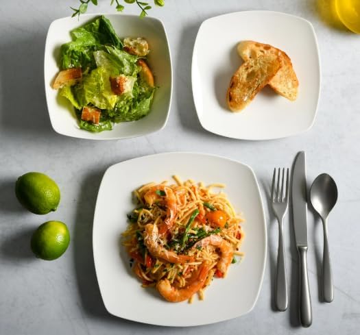 Generic Everyday Home Square White Ceramic Expanded Dinnerware 12 Piece Set