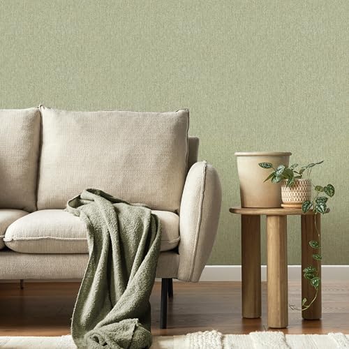 CROWN M1867 Harris Texture Luxury Textured Wallpaper, Green, 52 x 1005 cm - Image 2