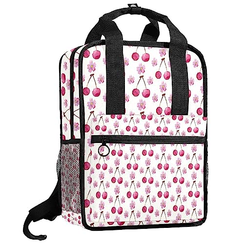 Sac à dos pour garçons et filles aux motifs floraux et cerise, dimensions 35x26 cm