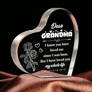 Grandma Gifts, Heart-Shaped Acrylic Plaque Mothers Day Gifts for Grandma Nanny Nan, Great Gifts for Grandma from Grandchildren on Her Birthday Christmas, Best Present for Nana Granny Grandmother