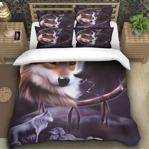 Housse de couette loup microfibre premium 260x220 parure ultra douce 3D - 5