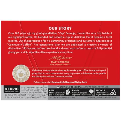 Image of Community Coffee Coffee and Chicory K-Cups, Medium Dark Roast, 10 Count (Pack of 6)