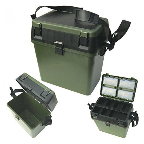 MDI Fishing Fishing Seat & Tackle Box - Seatbox for all Styles of Fishing with Shoulder Strap - Green