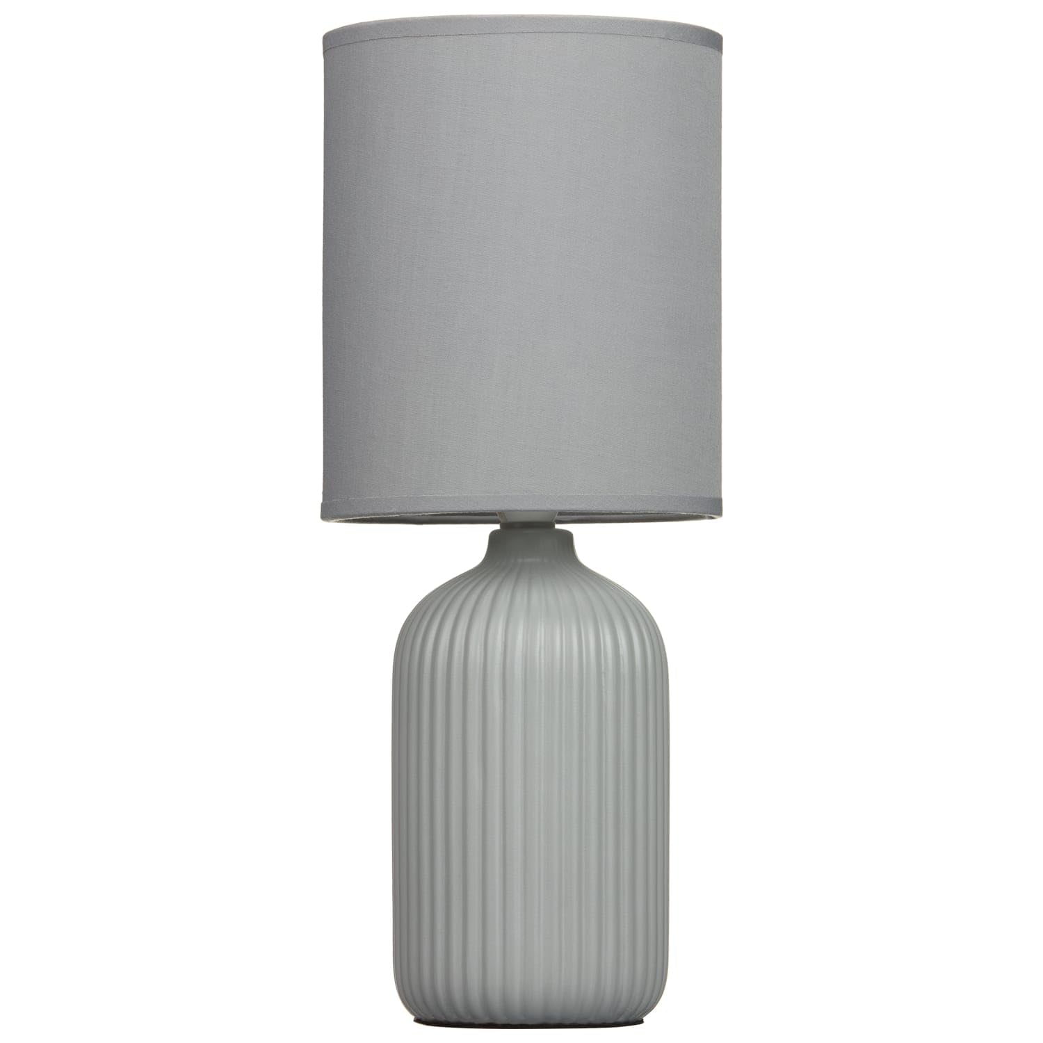 New Grey Simply Ribbed Table Lamp Modern and Fresh Design Ceramic Ribbed Base with Polyester Shade Perfect for Side Table or Desk Lamp Office Home Decor - A41
