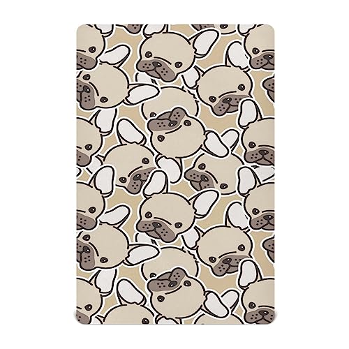 Image of Fitted Crib Sheets French Bulldog Dog Stretchy Portable Playard Sheets for Baby Toddler, Breathable Soft Mini Crib Mattress 52 x 28 in for Boys and Girls