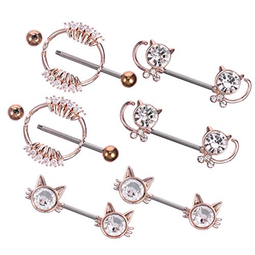 ARTIBETTER 3 Pares de Anéis de Mamilo Parafuso de Aço Inoxidável Mamilo Anel de Língua Halteres Mami