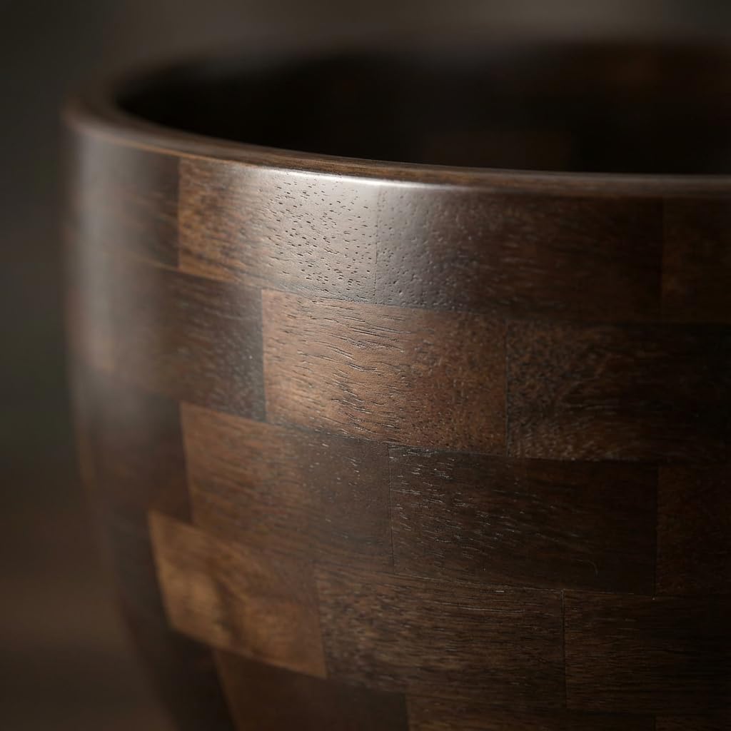 Premium Natural Wooden Mixing Bowl, Compatible with KitchenAid 4.5-5 QT Tilt-Head Stand Mixers, 5 QT Wooden Bowl with Stainless Steel Locking Base