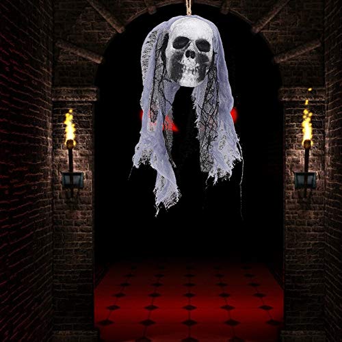 Espuma, Crânio de Gaze de Malha Pendurado Pingente, Adereços de Terror de Casa Assombrada Decoração