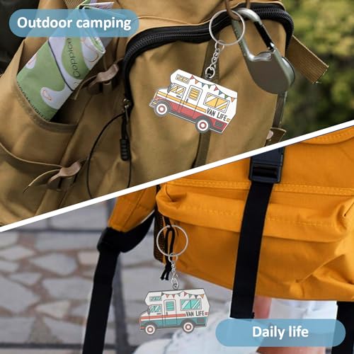 Image of Camper Keychain Happy RV Keyring RV Keychain Couples Keychain Set Gifts for Men Women Camping Accessories 2 Pack
