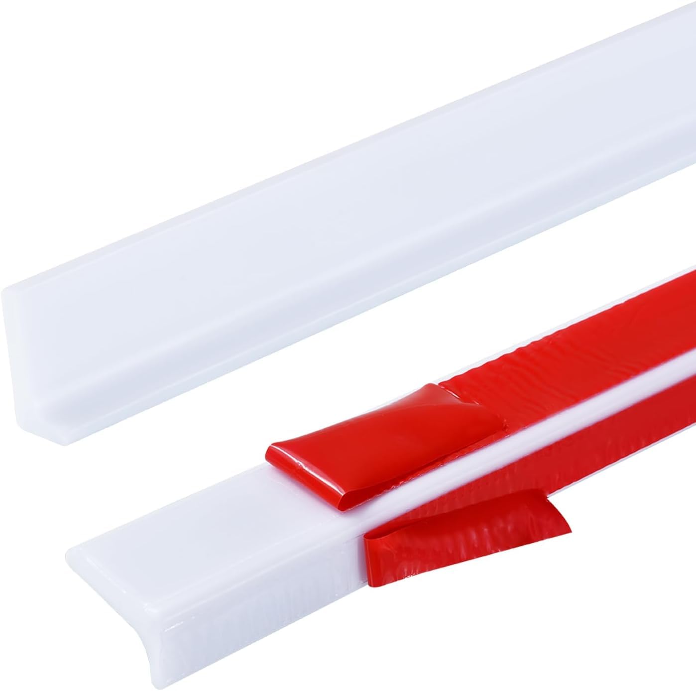 4M L Shape 3cm Shower Threshold Water Barrier Dam for Wet Room Floor Bathroom Shower Tray Sealing Strip,Kitchen Sink Bathtub Countertop Retaining Edging Strip (White,Two Adhesive Backing) — image 1