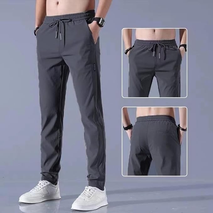 Image of Men's Lycra Solid Track Pants Combo Pack of 2