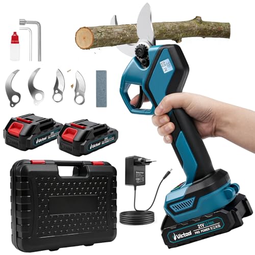 Sécateur électrique sans fil sans balais - Maximum 40 mm - Avec 2 batteries de 2000 mAh - Affichage LCD compteur de coupes - Lames en acier SK5 - Pour...