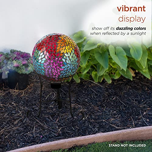 Alpine Corporation Hmd172 Alpine 10" Diameter Indoor/Outdoor Glass Leaf Pattern Yard Decoration, Multicolor Gazing Globe #TOP5