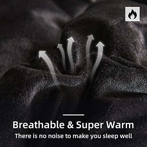 A Nice Night Luxury Solid Color, Plush Shaggy Ultra Soft Warm And Durable , Velvet Bedding Sets Quilt Comforter Set With Pillow Covers (Black, Queen) #TOP5