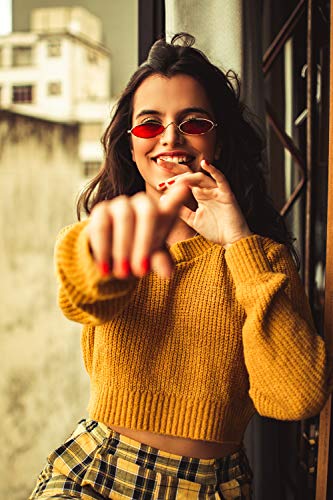 Image of COASION Vintage Small Oval Aesthetic Sunglasses Retro for Women Men Hippie Cool Metal Frame Sun Glasses