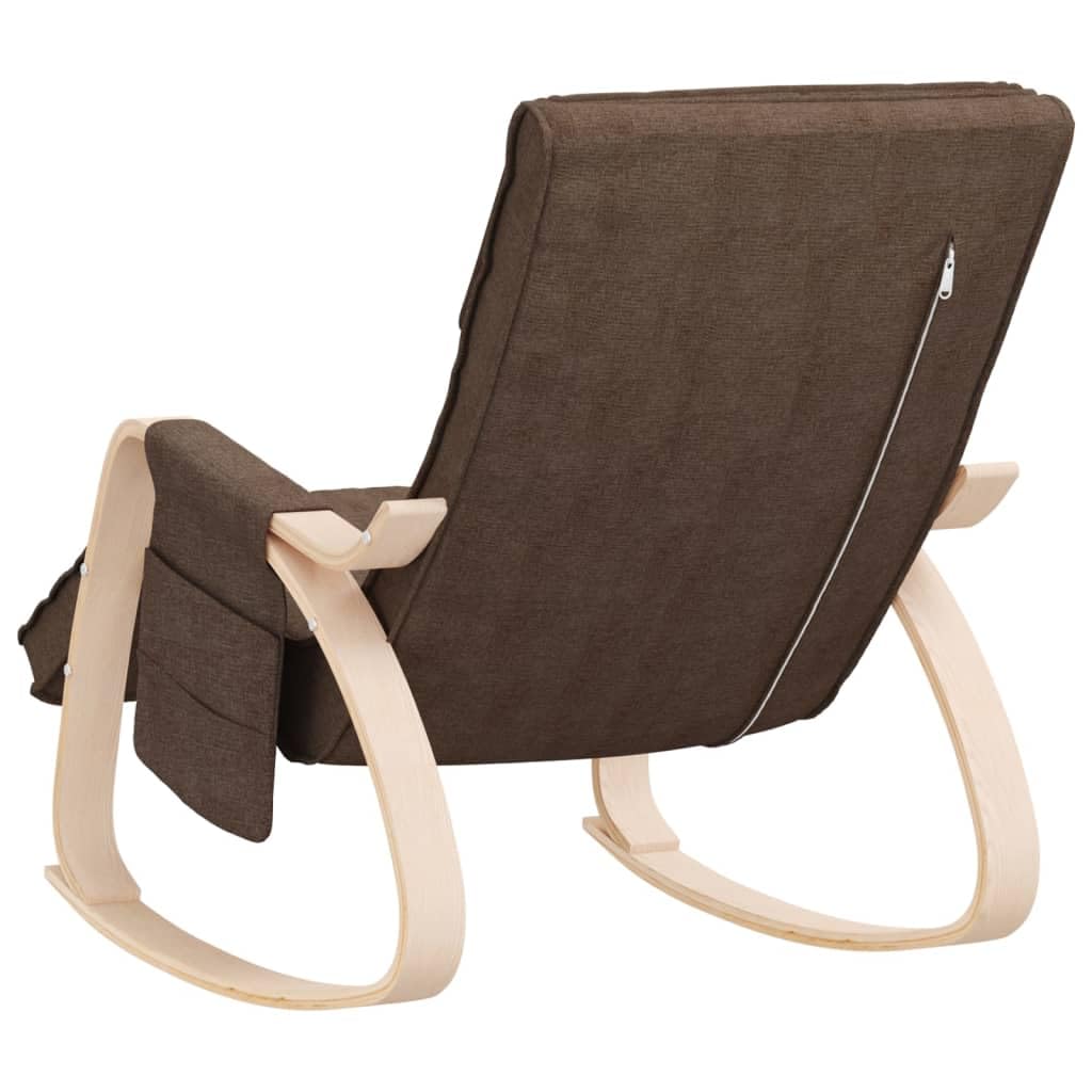 vidaXL Chaise à Bascule Marron foncé Tissu, Chaise, siège de Salon, Bascule, Chaise de Salon, Chaise de Relaxation, Chaise de Relaxation