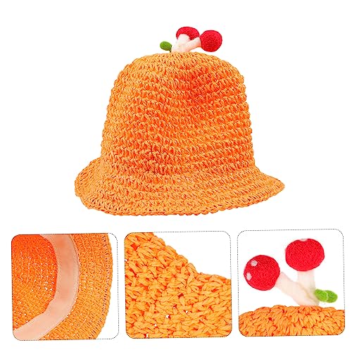 Hemoton Mushroom Decor Boys and Girls Beach Hat Lightweight for Toddlers Portable Orange3