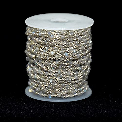 Chaîne labradorite 3mm argent chapelet perles minéraux wire wrapped