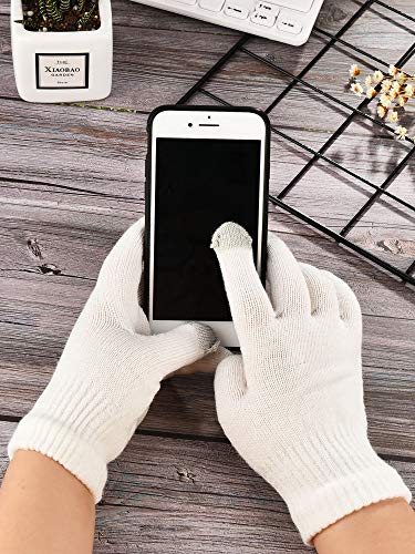 Image of Pangda 12 Pairs Winter Touch Screen Gloves for Men Women Stretch Knitted Texting Gloves Warm Windproof Solid Color Mittens