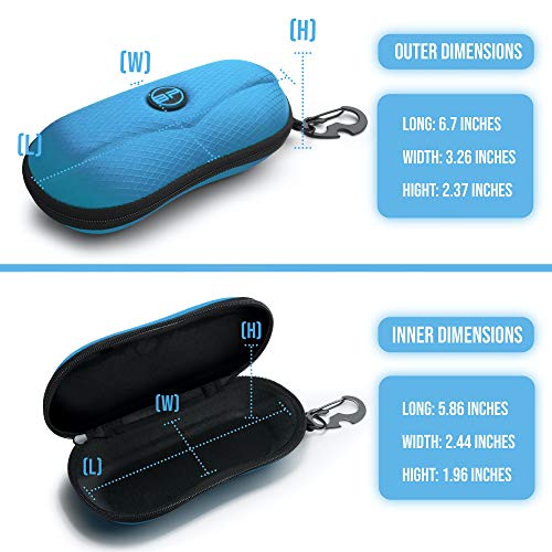 Image of BLUPOND Sunglasses Case Semi Hard EVA Shell with Metal Hanging Hook Belt Clip Sun Glasses Storage