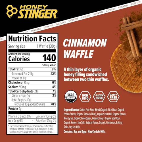 Image of Honey Stinger Energy Waffle Variety Pack - 10 Count, 5 Flavors, Organic Waffles - Honey, Vanilla, Cookies & Cream, Salted Caramel, & Cinnamon - Energy Snack for Running, Cycling, Hiking & Sports