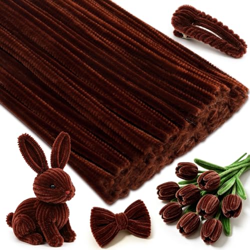 Doxiru 120 Pcs Brown Pipe Cleaners Chenille Stems for Craft Projects