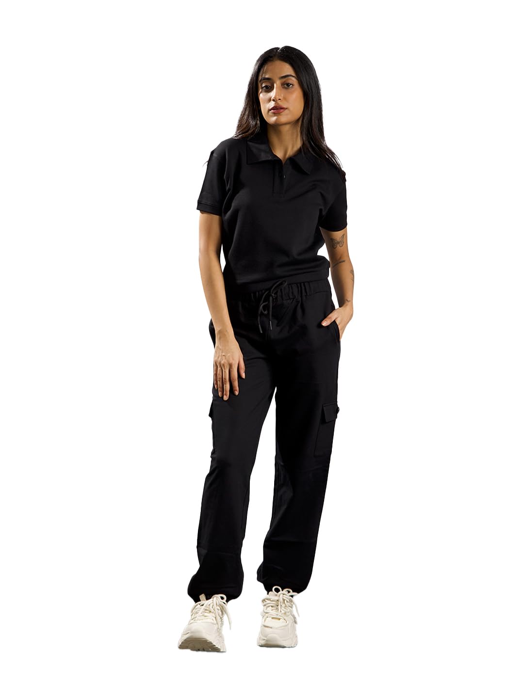 one way Women Solid Black Polo Tshirt-picture-41