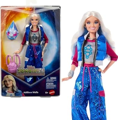 Mattel Disney Zombies 4: Un Verano Entre Vampiros Addison Wells Muñeca de Moda con Atuendo de Quita y pon y 6 Accesorios  Inspirada en la película  JFG32
