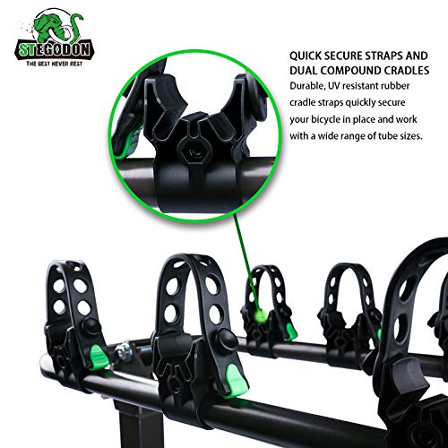 STEGODON 4 Bike Hitch Rack 2\'\' Hitch Receiver Heavy Duty Bicycle Carrier Racks with Dual Compound Spine Shield Hitch Mount Double Foldable Rack for Cars,Trucks, SUV,Hatchback RV,Tow Hitch and Minivans - Thumbnail 2