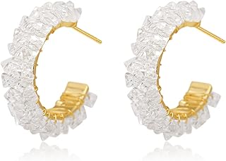 Expecac Hoop Earrings 14K Gold Plated Post Lightweight Drop Dangle Huggie Hypoallergenic Fashion Earrings for Women Girls