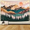 Sevenstars Mountain Tapestry Forest Tree Tapestry Sunset Tapestry Nature Landscape Tapestry Wall Hanging for Room(51.2 x 59.1 inches)