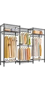Amazon｜AZAKBL ハンガーラック 大容量 伸縮 幅148~188cm ワードローブ