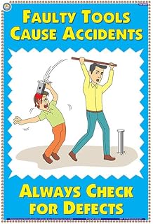 SAS05E | TeachingNest | Faulty Tools Cause Accidents | English | 33x48 cm | Accidental Safety Poster | Industrial Safety P... Price In India