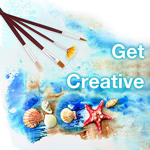 U.s. Art Supply 12-Piece Long Handle Nylon Hair & Bristle Artist Paint Brush Variety Set Red Handle #TOP4