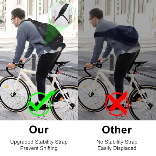 TUDEQU Sling backpack, 8 Pockets Sling Bag Crossbody, 19L Large Sling Bag for Men Travel Crossbody Backpack Hiking Outdo - Additional View