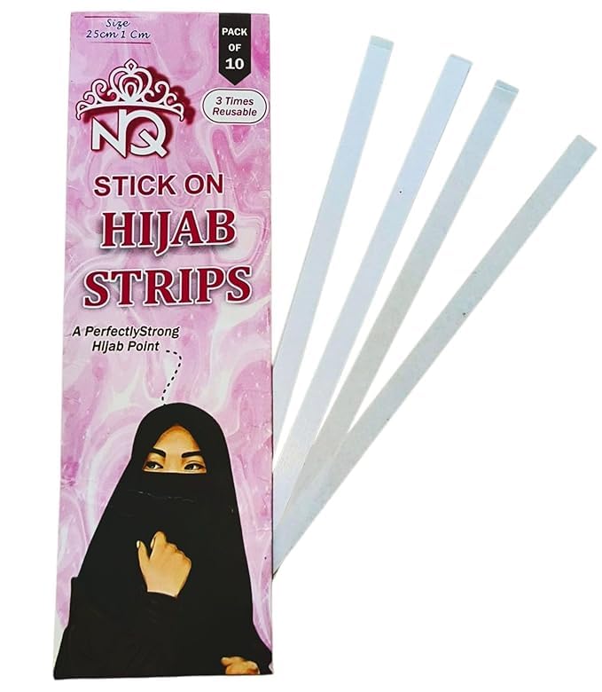 Premium Hijab Stick On Strips for Women & Girls | Reusable Strong Hijab Fixing Tape | Non-Slip Invisible Hijab Tape – 10 Strips Pack-image-9
