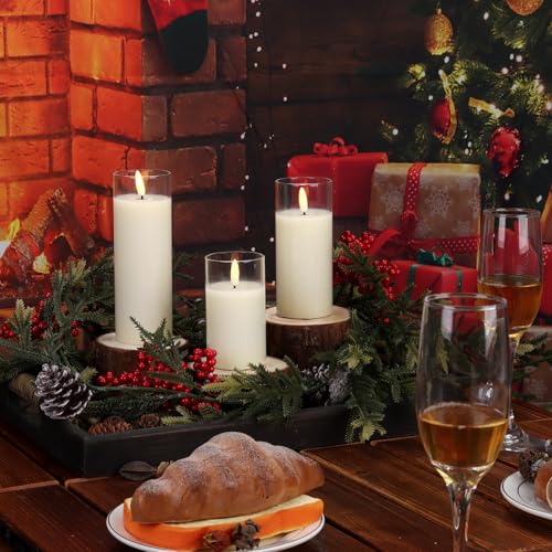 Image of Flashing Flameless Candle Battery,Flashing Led Pillar Candles with Remote Control and Battery Power,Set of 5 /Ivory1