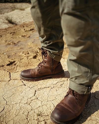 Image of Trip Machine Company Premium Leather Men's Motorcycle Riding Boots - Brute | 3 Point Protection | Ankle, Toe & Heal Protectors | Light Weight | Anti Slip Sole | With Side YKK Zipper | Lifestyle Boots